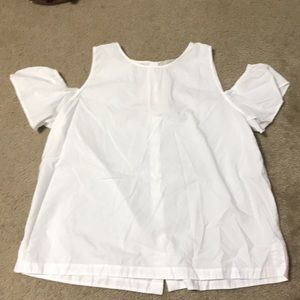 White cold shoulder top